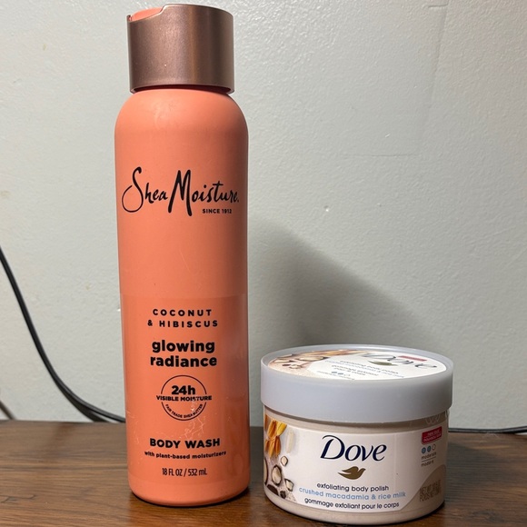 Shea Moisture Glowing Radiance Body Wash & Dove Body Polish Set - Picture 1 of 5